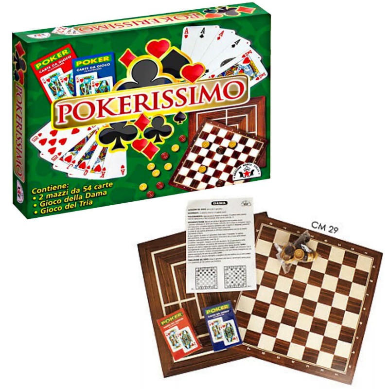 Gioco da tavolo Dama Tria Poker 2 Mazzi 54 Carte Gioco società Pokerissimo