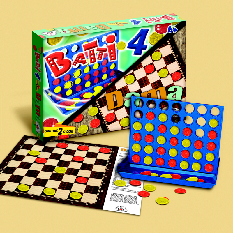 Edizione Marca Stella Gioco Batti 4 Dama Gioco di Società Gioco da ...