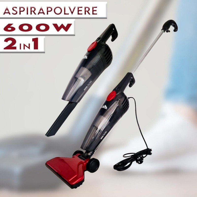 HOOMEI Aspirapolvere ciclonica scopa elettrica 2 in 1 600W con filt...