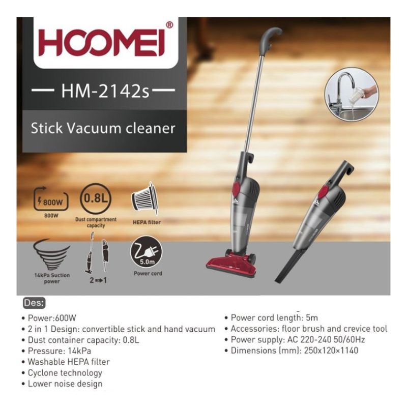 HOOMEI Aspirapolvere ciclonica scopa elettrica 2 in 1 600W con filt...