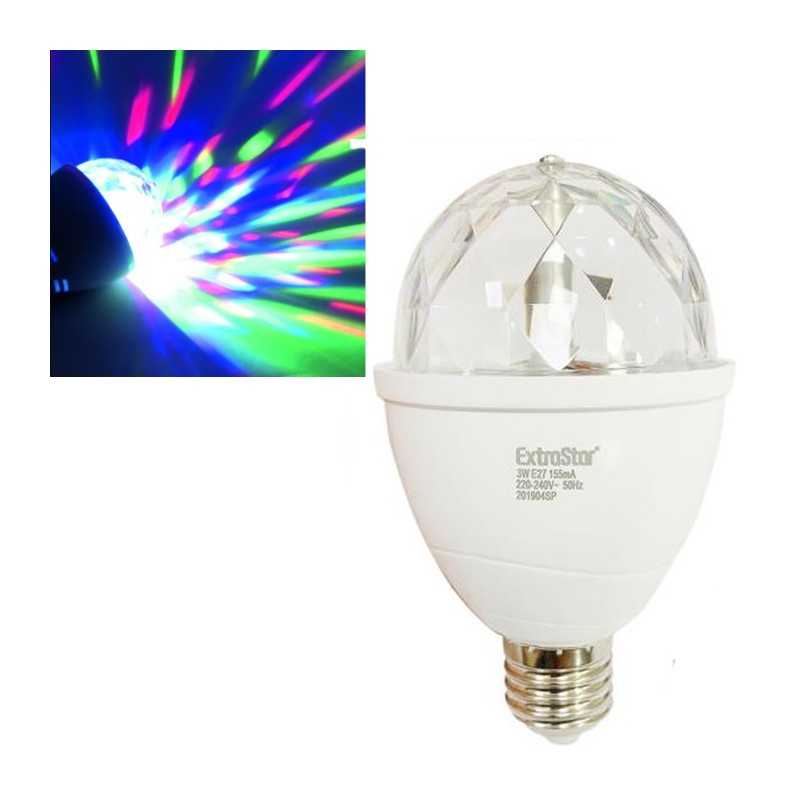 Lampada lampadina led RGB rotante Effetto luci Multicolor E27 Discoteca natale