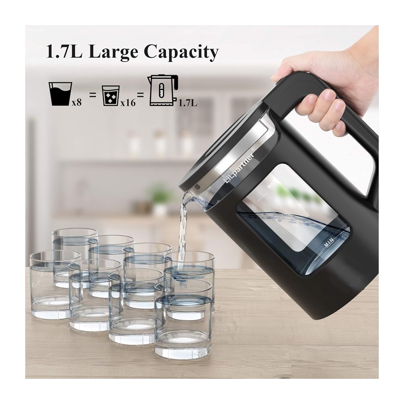 HOOMEI Bollitore Elettrico Acqua Calda 1.7L 2200W in Acciaio Scalda...