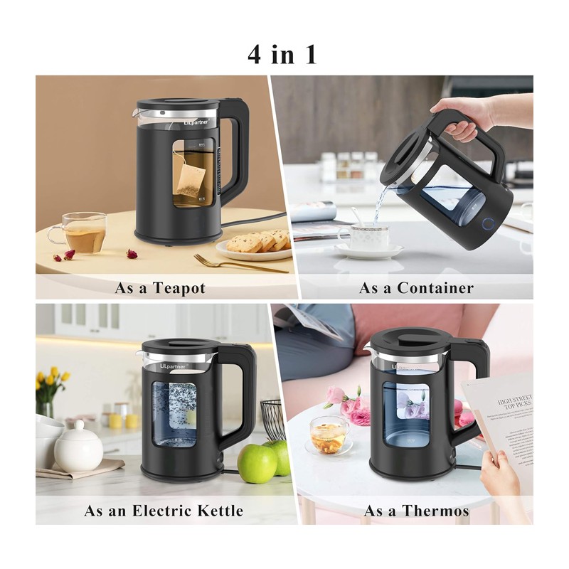 HOOMEI Bollitore Elettrico Acqua Calda 1.7L 2200W in Acciaio Scalda...