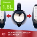 Bollitore Elettrico Acciaio inox 1.8L 2200W Acqua Calda Bevande Tisane Thè