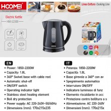 Bollitore Elettrico Acciaio inox 1.8L 2200W Acqua Calda Bevande Tisane Thè