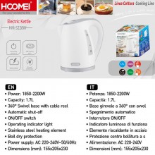 Bollitore Elettrico da 1.7L 2200W in Acciaio Scalda Acqua per Bevande Tisane Thè