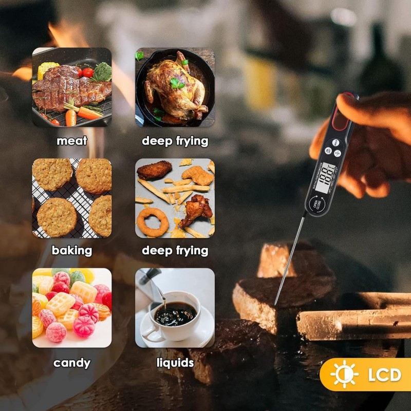 HOOMEI Termometro digitale da cucina sonda alimenti caldi e freddi ...