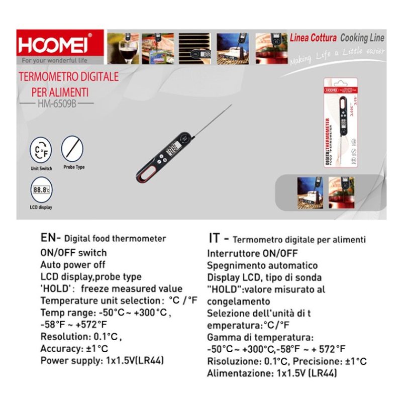 HOOMEI Termometro digitale da cucina sonda alimenti caldi e freddi ...