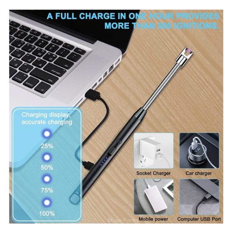 HOOMEI Accendino A Candela Elettrico USB Ricaricabile Accendigas Ba...