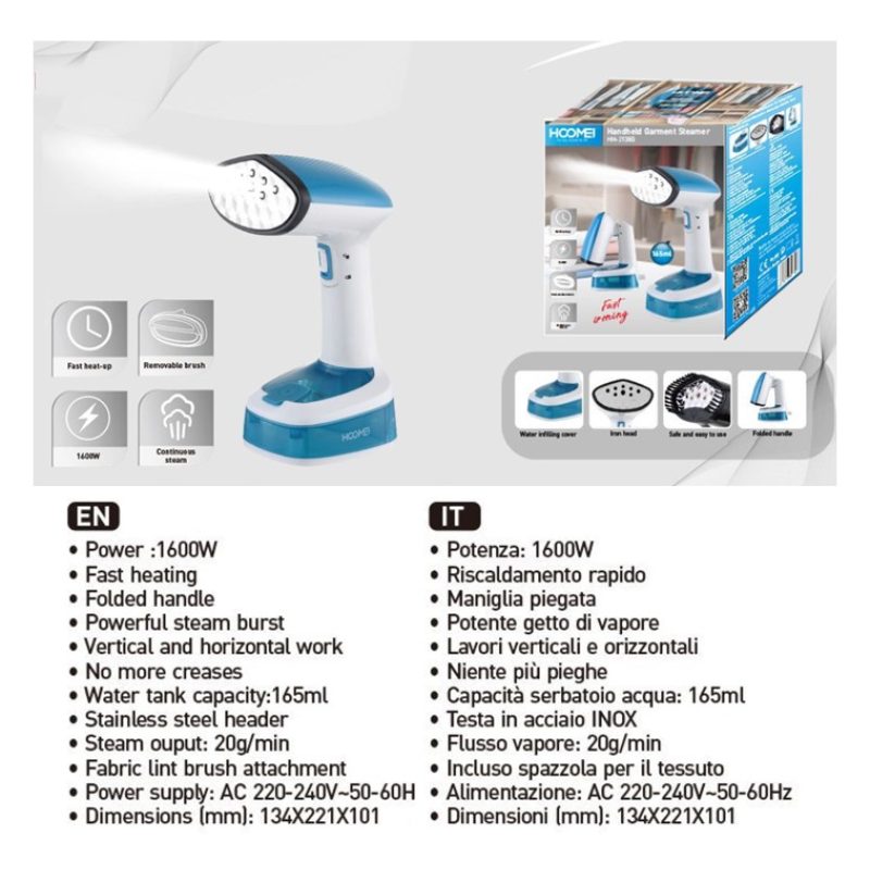 HOOMEI Ferro da Stiro Verticale 165ML Stiratrice Verticale,1600W po...