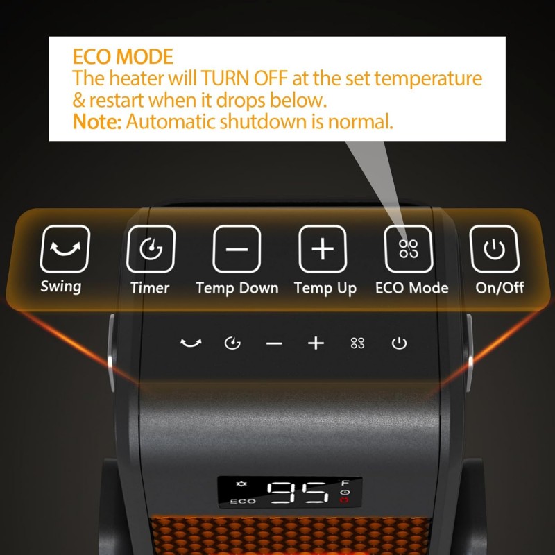 HOOMEI Termoventilatore in ceramica Oscillante stufa da 2000 Watt r...