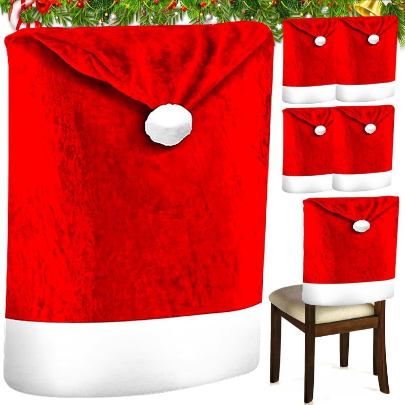 6 Coprisedia natalizi cappello babbo natale decorazione natalizi sedia 50X60cm