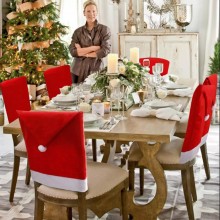 6 Coprisedia natalizi cappello babbo natale decorazione natalizi sedia 50X60cm