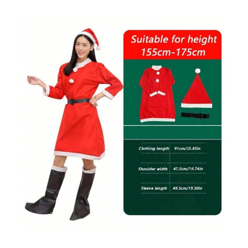 FGF Costume Mamma Natale carnevale vestito adulta Babbo natale donn...