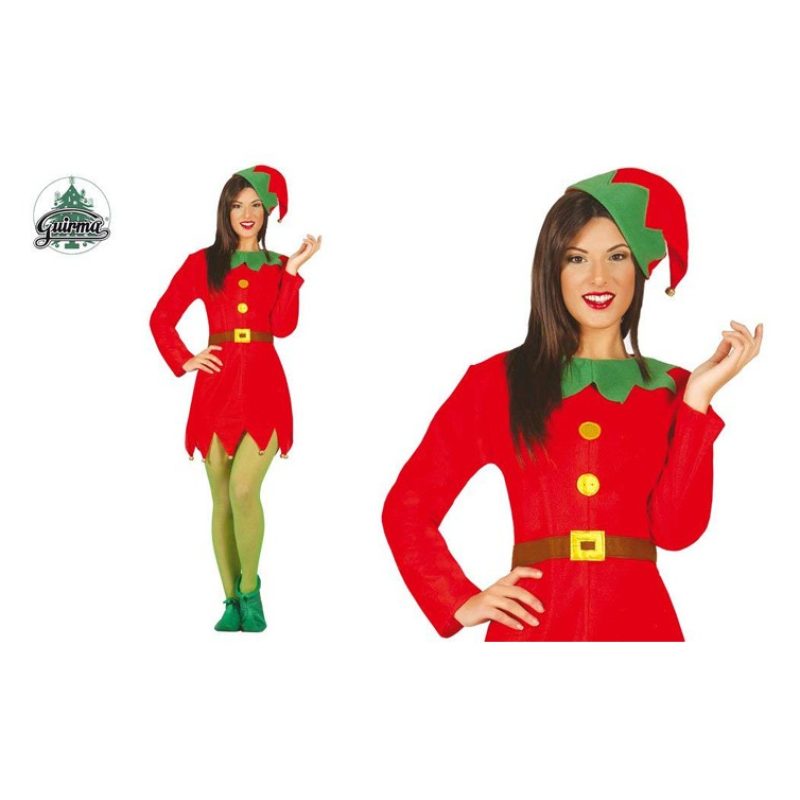 Guirca Costume da elfo Donna elfa aiutante di Babbo Natale tg L 46-...