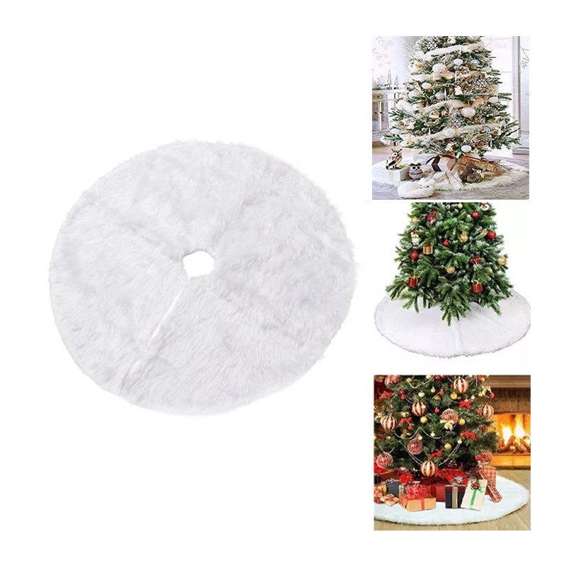 Tappeto Gonna Copertura Base Albero di Natale 60/90/120 cm Bianco Effetto Neve