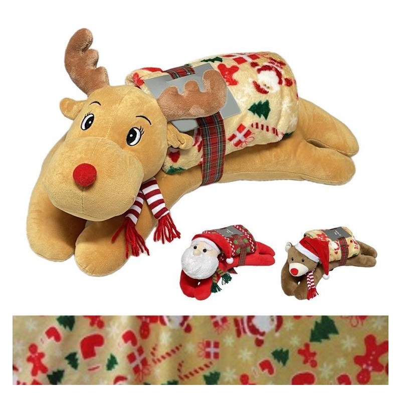 Set peluche e coperta natalizio per natale idea regalo cuscino copertina 90x75cm