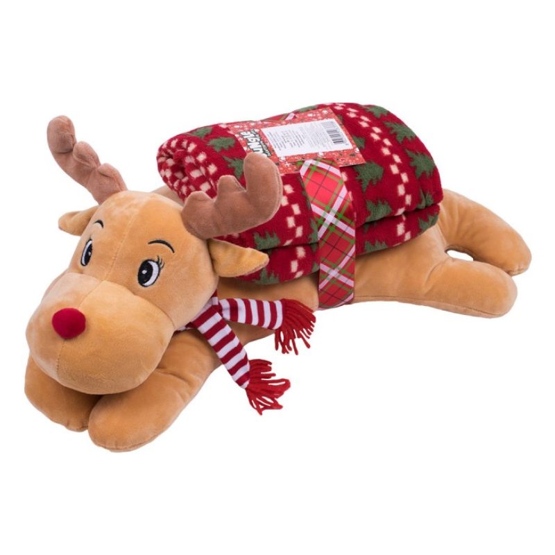 Hongu Set peluche e coperta natalizio per natale idea regalo cuscin...