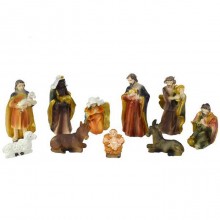 Set 10 Pezzi Natività Pastori Presepe in Resina 10 cm Decoro