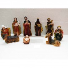 Set 10 Pezzi Natività Pastori Presepe in Resina 10 cm Decoro