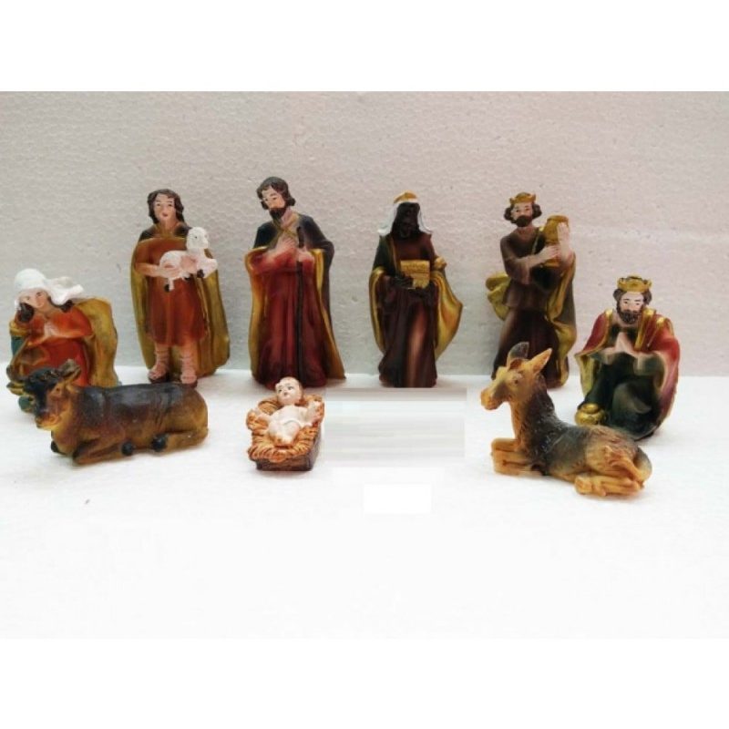 Set 10 Pezzi Natività Pastori Presepe In Resina 10 cm Decoro Natale...