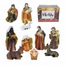 Set 10 Pezzi Natività Pastori Presepe In Resina 10 cm Decoro Natale
