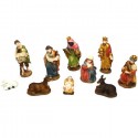Set 10 Pezzi Natività Pastori Presepe In Resina colorata 9cm Decoro Natale