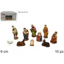 Set 10 Pezzi Natività Pastori Presepe In Resina colorata 9cm Decoro Natale