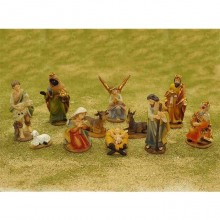Set 10 Pezzi Natività Pastori Presepe In Resina colorata 9cm Decoro Natale