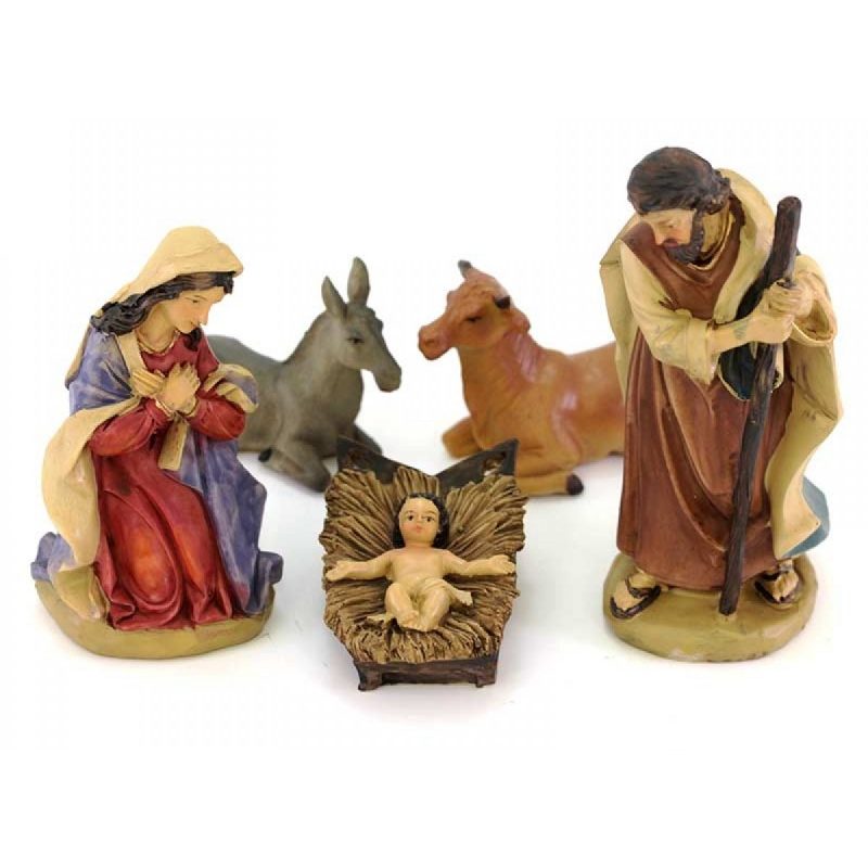 Due Esse Set 5 Pezzi Natività Presepe In Resina Sacra famiglia 11 c...