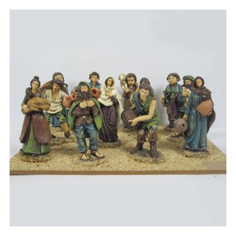 Due Esse Set 12 Pezzi Pastori Presepe In Resina Assortiti 12 cm Dec...