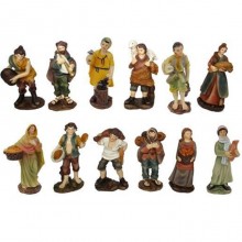 Set 12 Pezzi Pastori Presepe In Resina Assortiti 12 cm Decoro Natale mestieri
