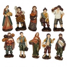 Set 12 Pezzi Pastori Presepe In Resina Assortiti 12 cm Decoro Natale mestieri