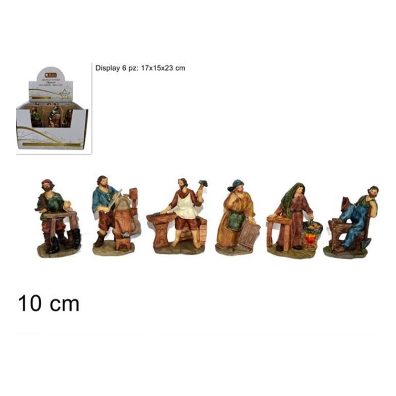 Due Esse Set 6 Pezzi Pastori Mestieri Presepe In Resina Assortiti 1...