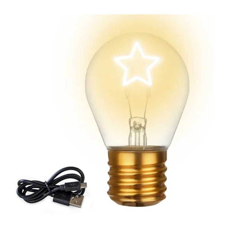 Lampadina filamento stella E27  ricaricabile retro luce decorativa natalizia
