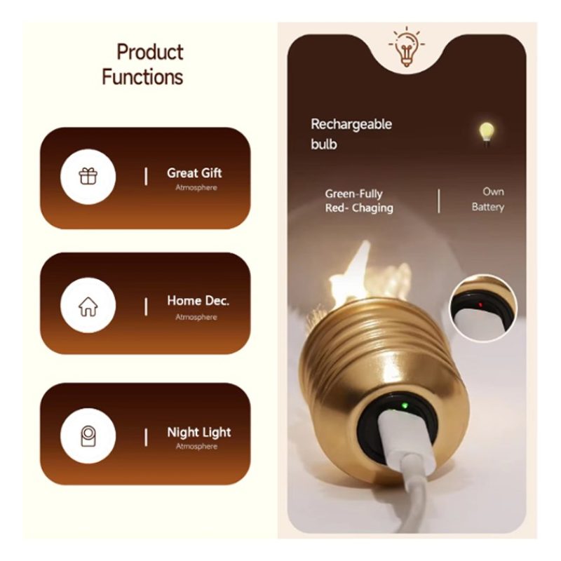 Delin Lampadina filamento stella E27 ricaricabile retro luce decora...