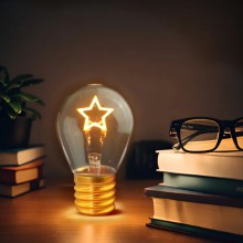 Lampadina filamento stella E27  ricaricabile retro luce decorativa natalizia