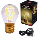 Lampadina filamento Omino pan di zenzero USB vintage luce decorativa natalizia