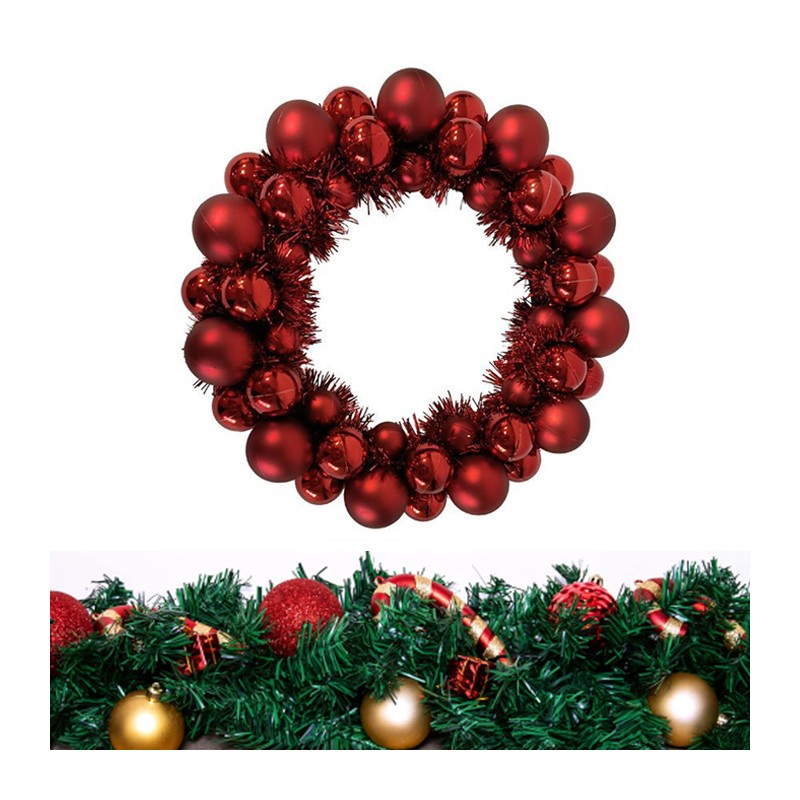 Ghirlanda natalizia rossa 36 cm artificiale festone Corona addobbi di natale
