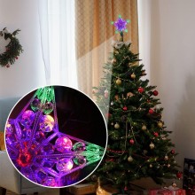 Puntale luminoso per albero di natale proiettore LED forma stella RGB a batteria