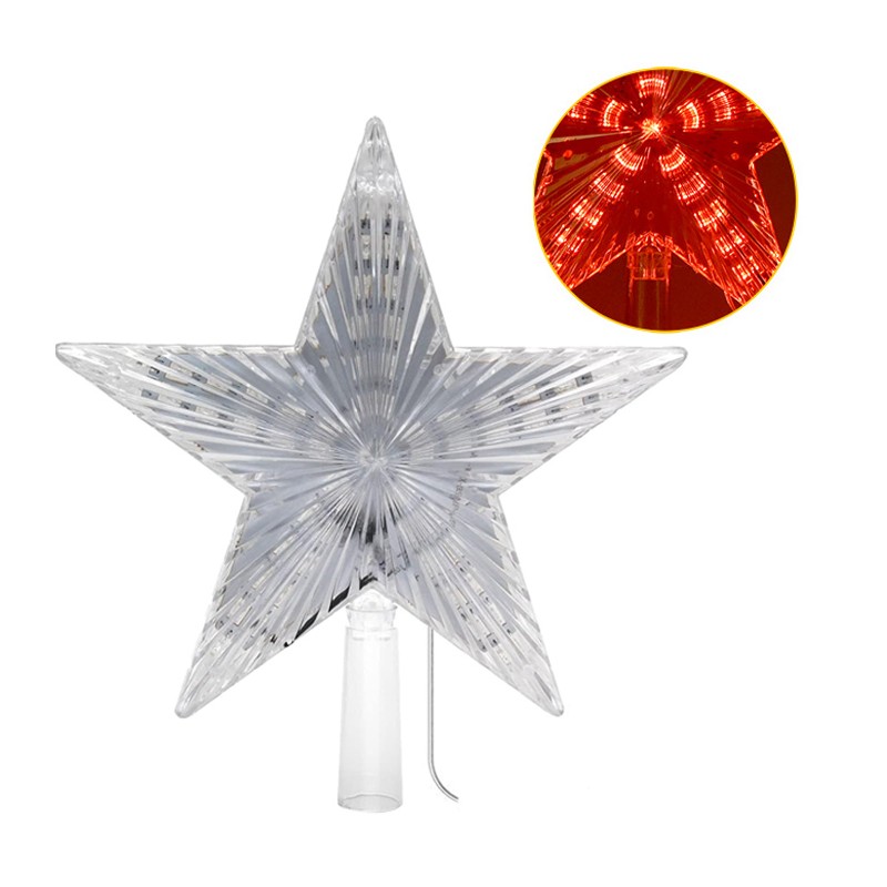 Puntale luminoso per albero di natale proiettore LED rosso forma stella batteria