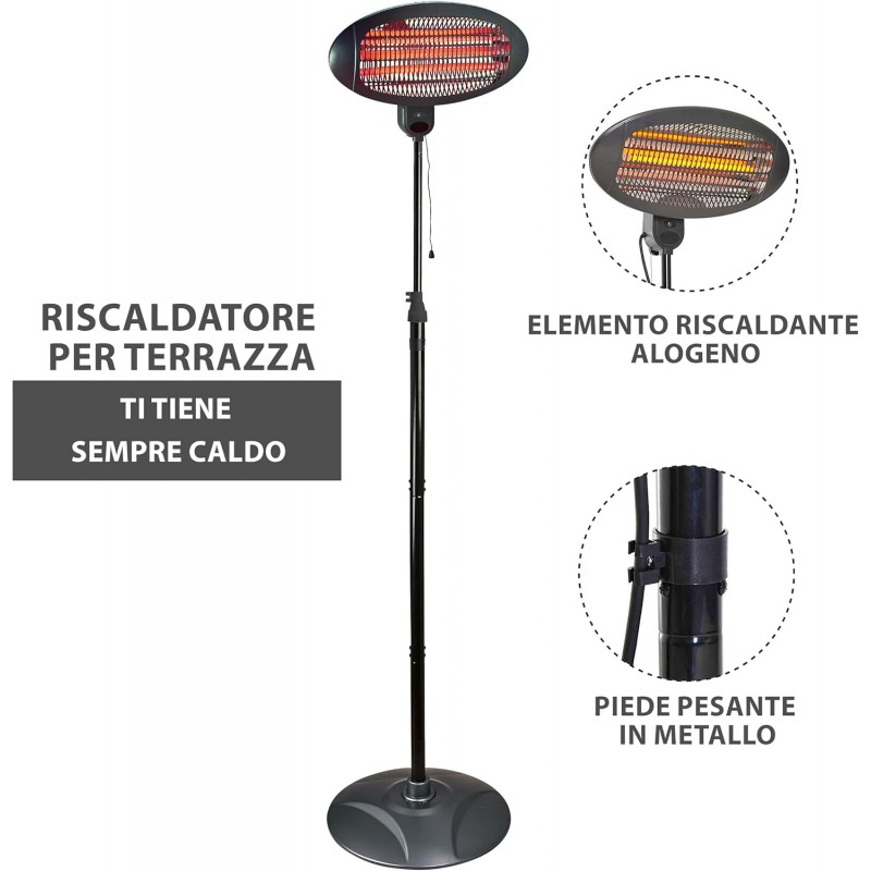 HOOMEI Stufa Esterno 2000W Termosifone regolabile Calorifero Elettr...