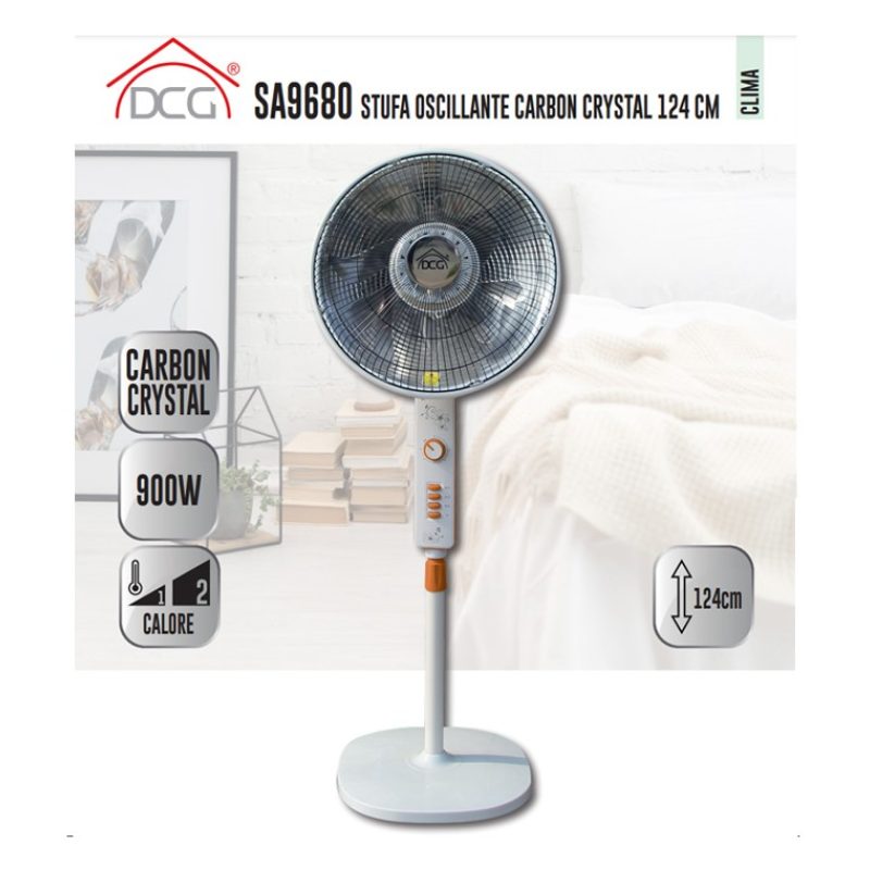 DCG Stufa Elettrica al Carbonio da Pavimento 900 W Bianco Arancio S...