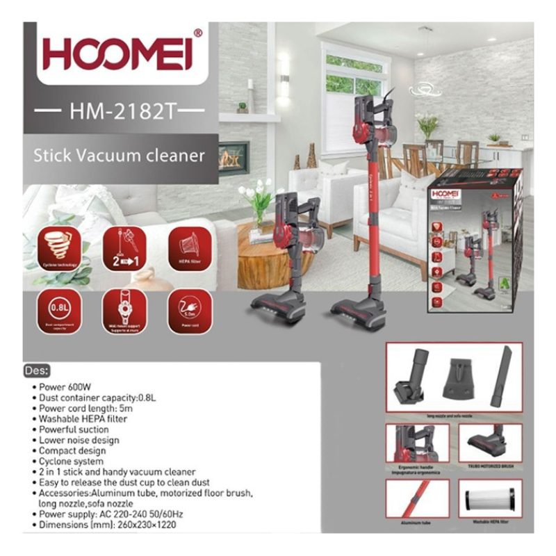 HOOMEI Aspirapolvere Scopa Elettrica Senza Sacco 2in1 con FILO Clea...