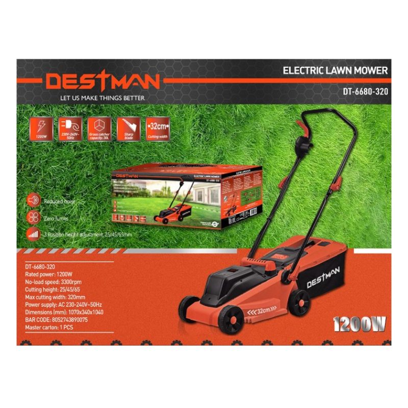 DESTMAN Tagliaerba elettrico Rasaerba tosaerba 1200W Taglio 32cm 23...