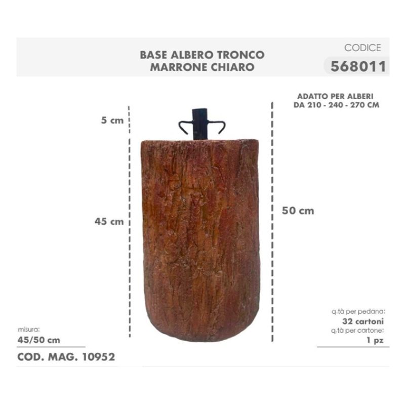 Hongu Tronco Base Piede Albero di Natale 50cm Decorazione Effetto L...
