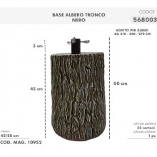 Tronco Base Piede Albero di Natale 40/50cm Decorazione Effetto Legno nero