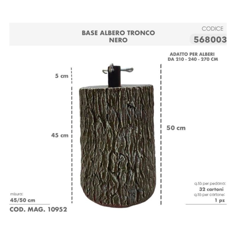 Tronco Base Piede Albero di Natale 40/50cm Decorazione Effetto Legn...