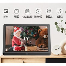 Cornice Digitale HD 10'' Foto JPEG Ingresso USB SD CARD Sveglia Video Calendario