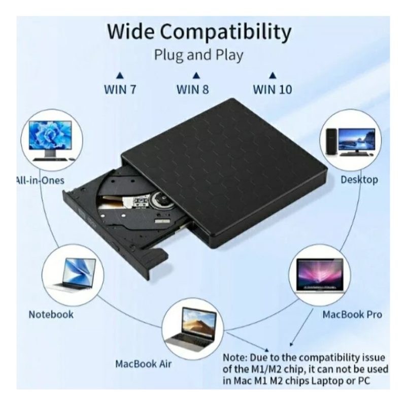 Andowl Masterizzatore DVD esterno lettore CD/RW USB per PC computer...